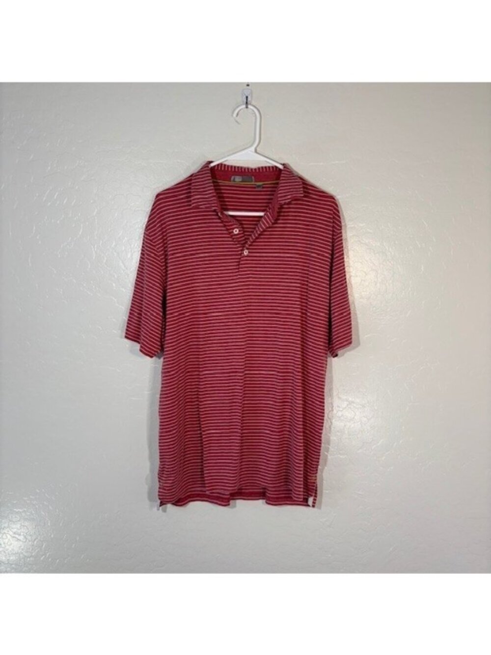 Tasc Performance Polo Shirt Mens Medium Red Striped Modal Stretch